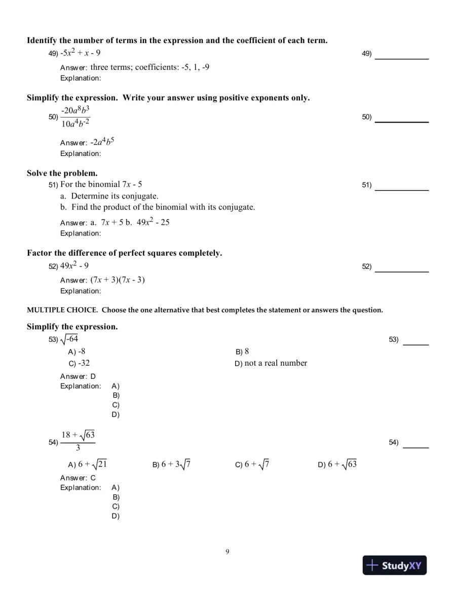 College Algebra, 3rd Edition Test Bank, page 10
