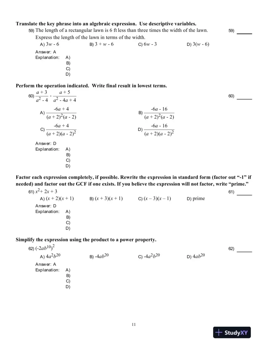College Algebra, 3rd Edition Test Bank, page 12