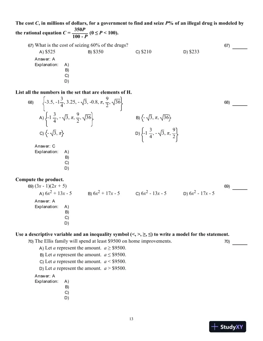 College Algebra, 3rd Edition Test Bank, page 14