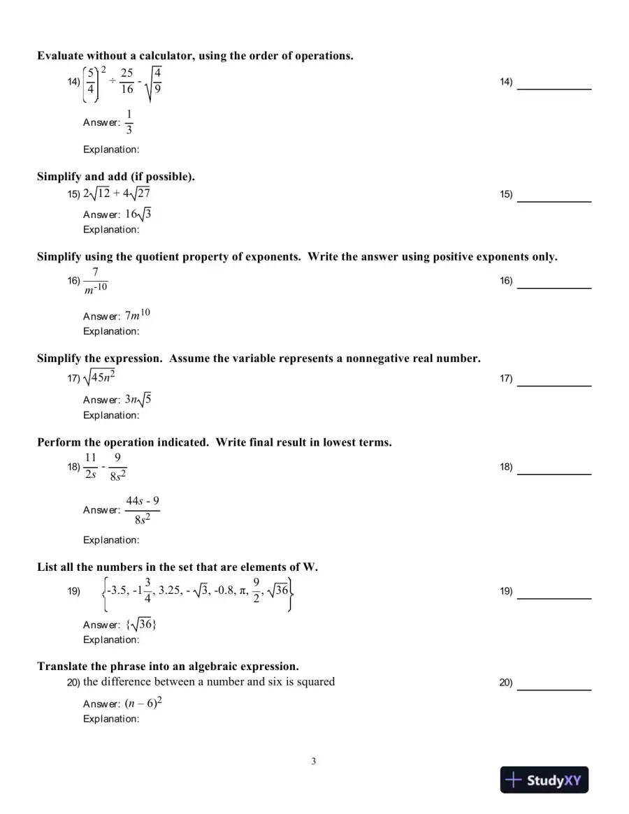 College Algebra, 3rd Edition Test Bank, page 4