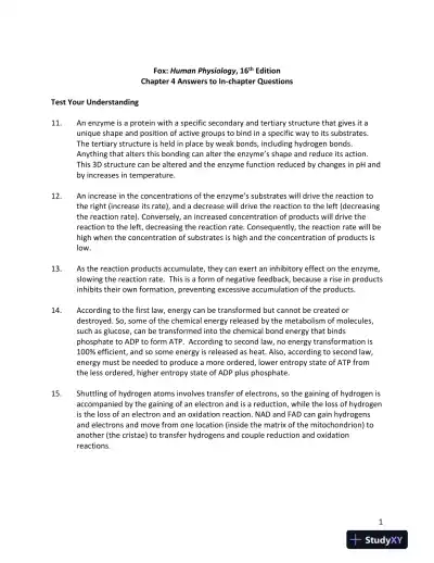 Solution Manual for Human Physiology, 16th Edition - Page 10 preview image