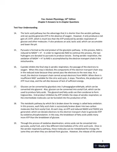 Solution Manual for Human Physiology, 16th Edition - Page 13 preview image