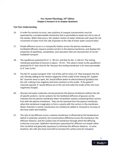 Solution Manual for Human Physiology, 16th Edition - Page 16 preview image