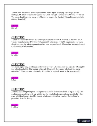 2023-2024 ATI Pharmacology Practice Exam With Answers (204 Solved Questions) - Page 13 preview image
