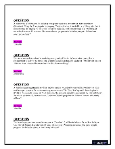 2023-2024 ATI Pharmacology Practice Exam With Answers (204 Solved Questions) - Page 16 preview image