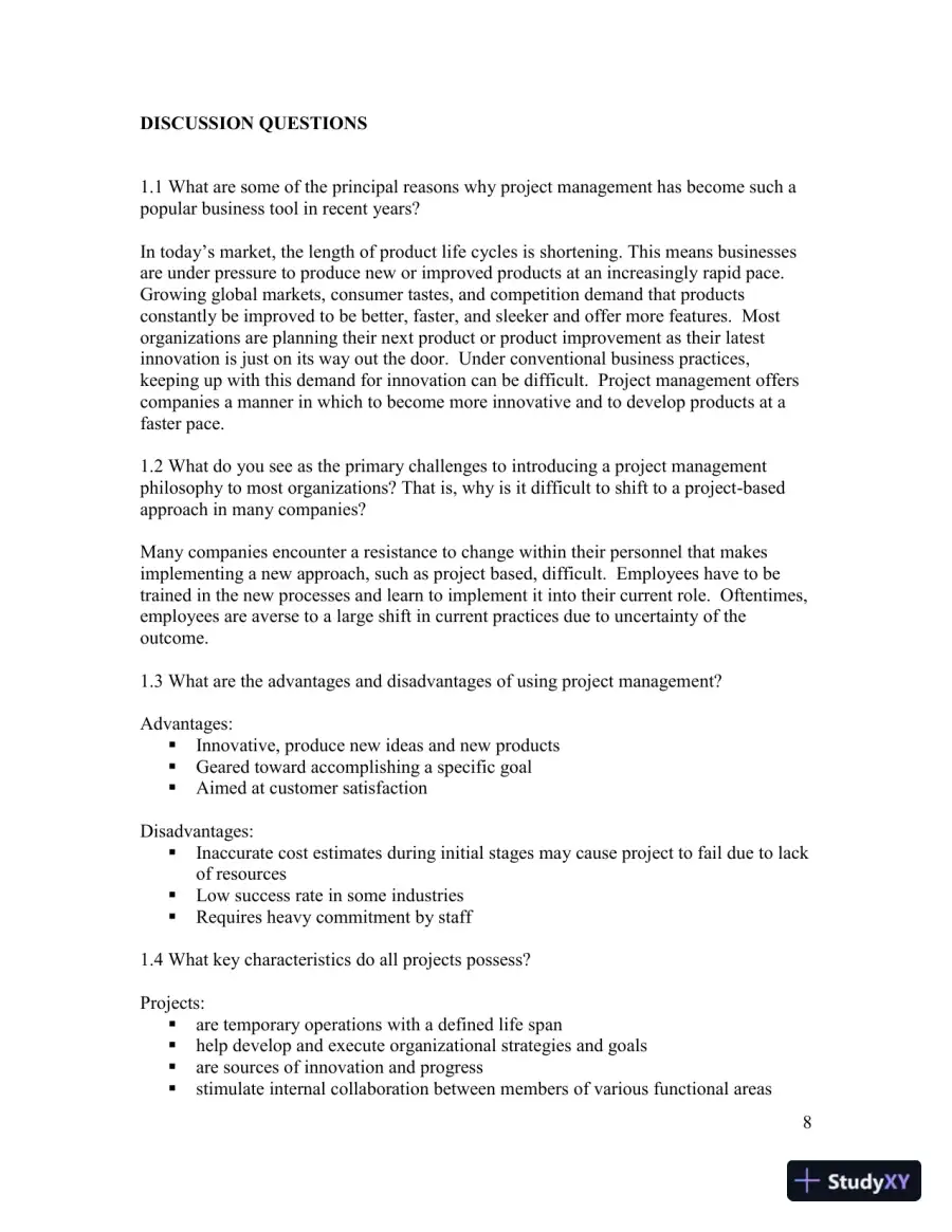 Solution Manual for Project Management: Achieving Competitive Advantage, 5th Edition, page 10