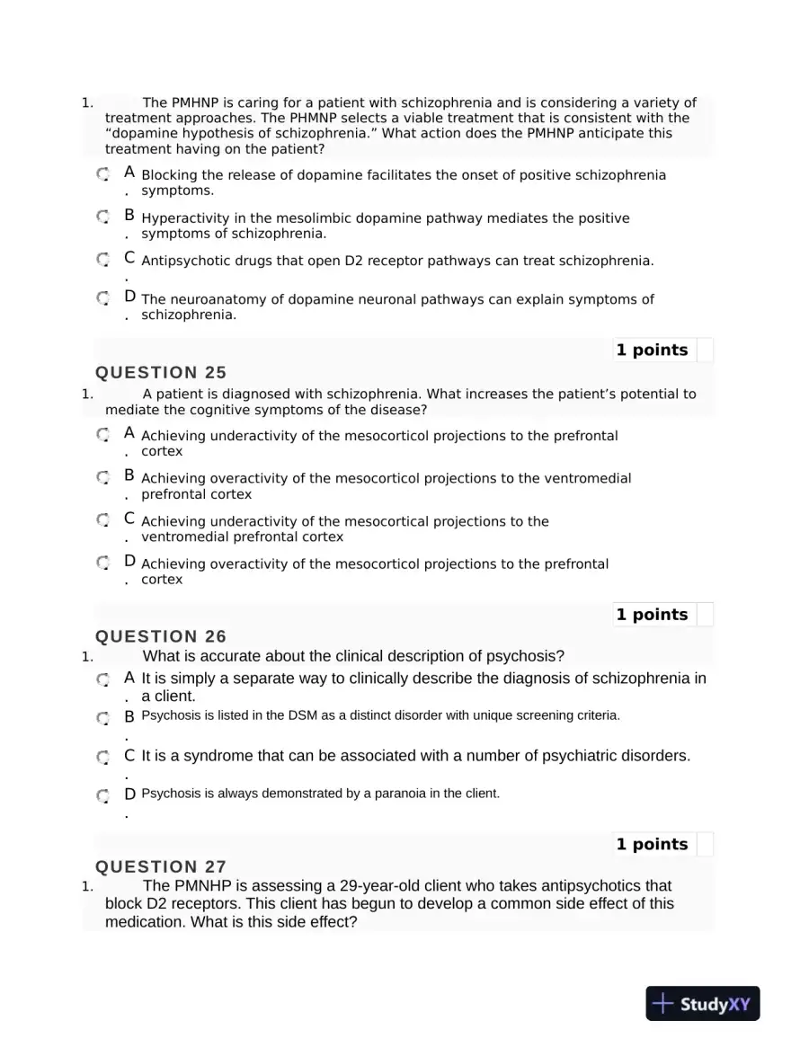 NURS6630 Mental Health Mid term Exam Final Week 6 With Answers (75 Solved Questions), page 10