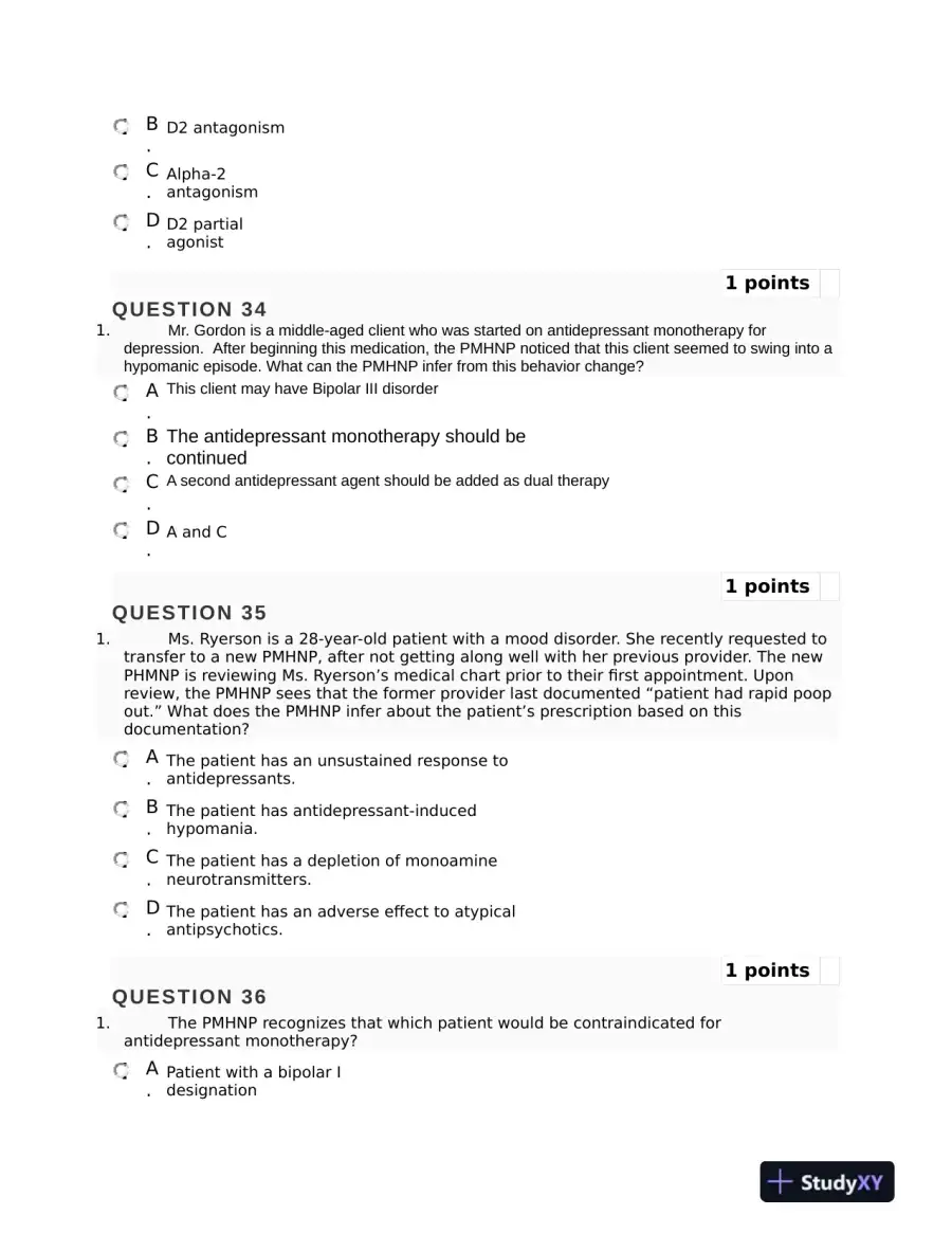 NURS6630 Mental Health Mid term Exam Final Week 6 With Answers (75 Solved Questions), page 13