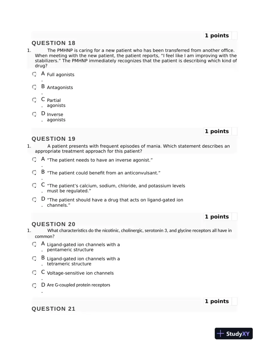 NURS6630 Mental Health Mid term Exam Final Week 6 With Answers (75 Solved Questions), page 8