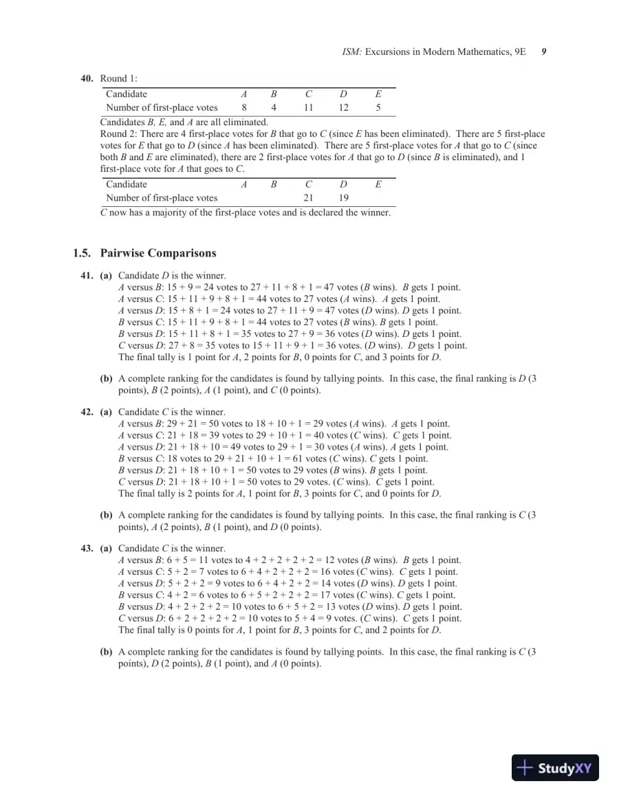 Solution Manual for Excursions in Modern Mathematics, 9th Edition, page 12