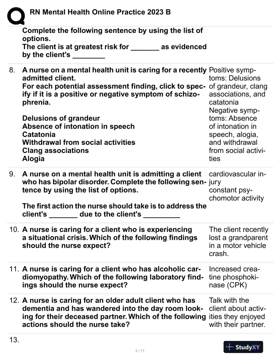 2023 Mental Health Practice Exam With Answers (60 Solved Questions), page 3