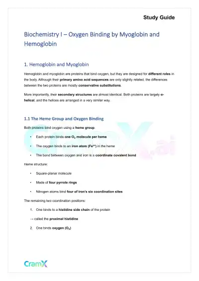 Biochemistry I - Oxygen Binding by Myoglobin and Hemoglobin - Page 1 preview image