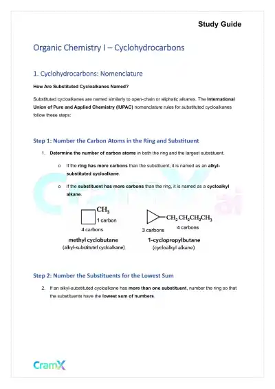 Organic Chemistry I - Cyclohydrocarbons - Page 1 preview image