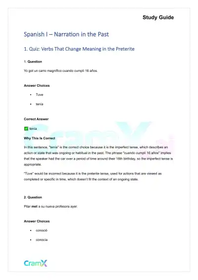 Spanish I - Narration in the Past - Page 1 preview image