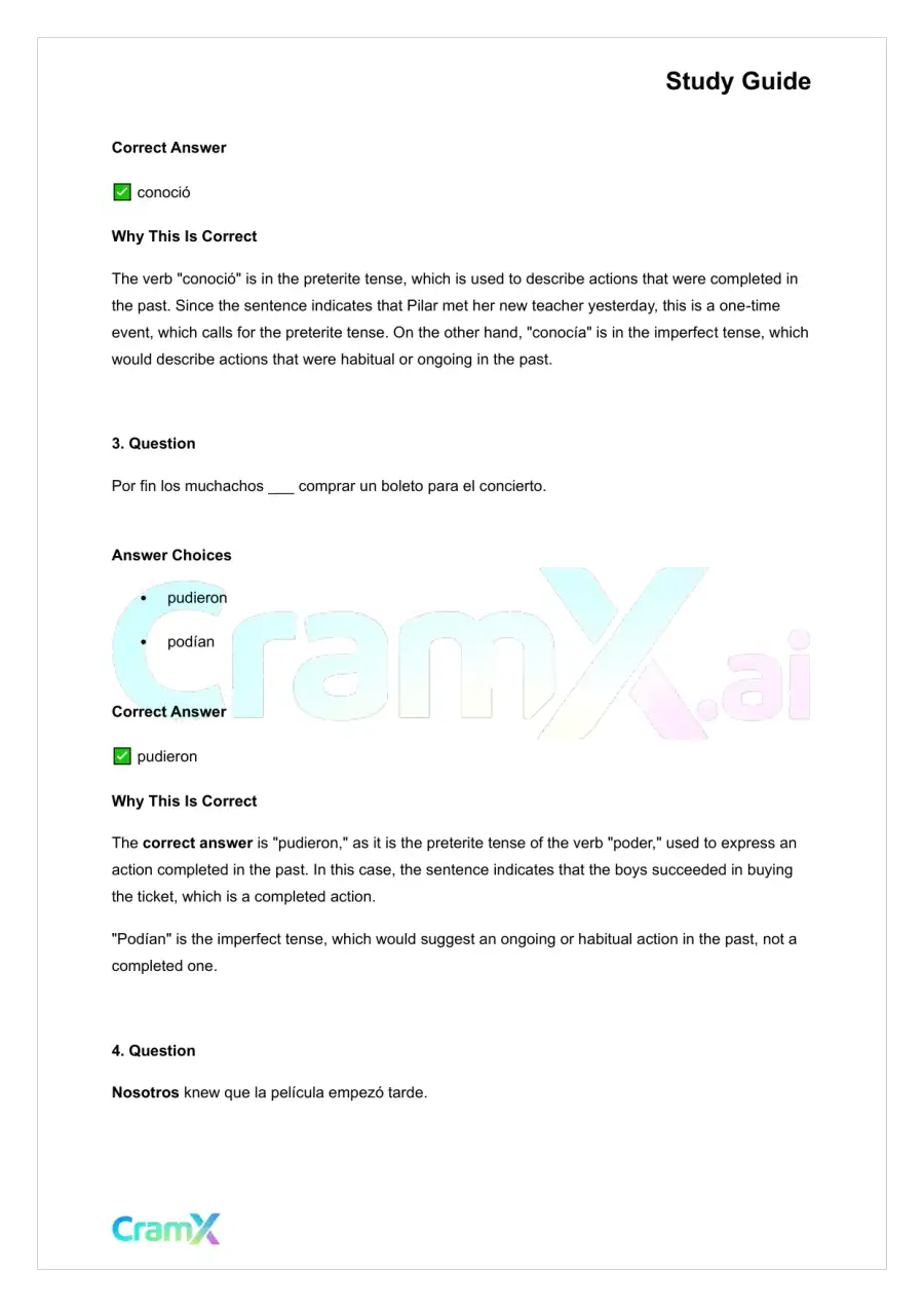 Spanish I - Narration in the Past, page 2