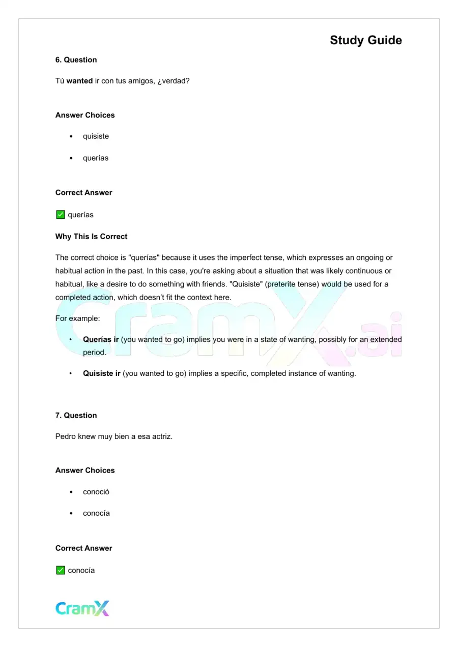 Spanish I - Narration in the Past, page 4