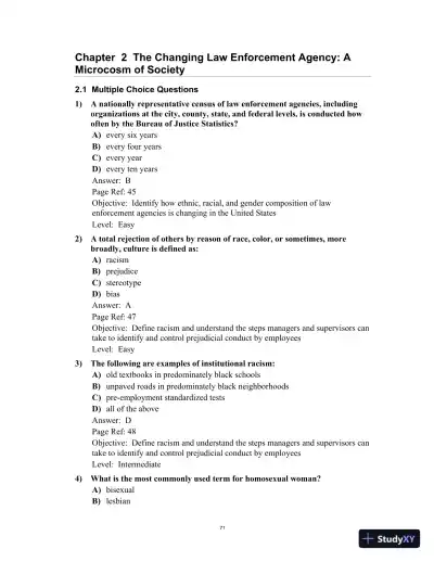 Test Bank for Multicultural Law Enforcement: Strategies for Peacekeeping in a Diverse Society, 7th Edition - Page 11 preview image