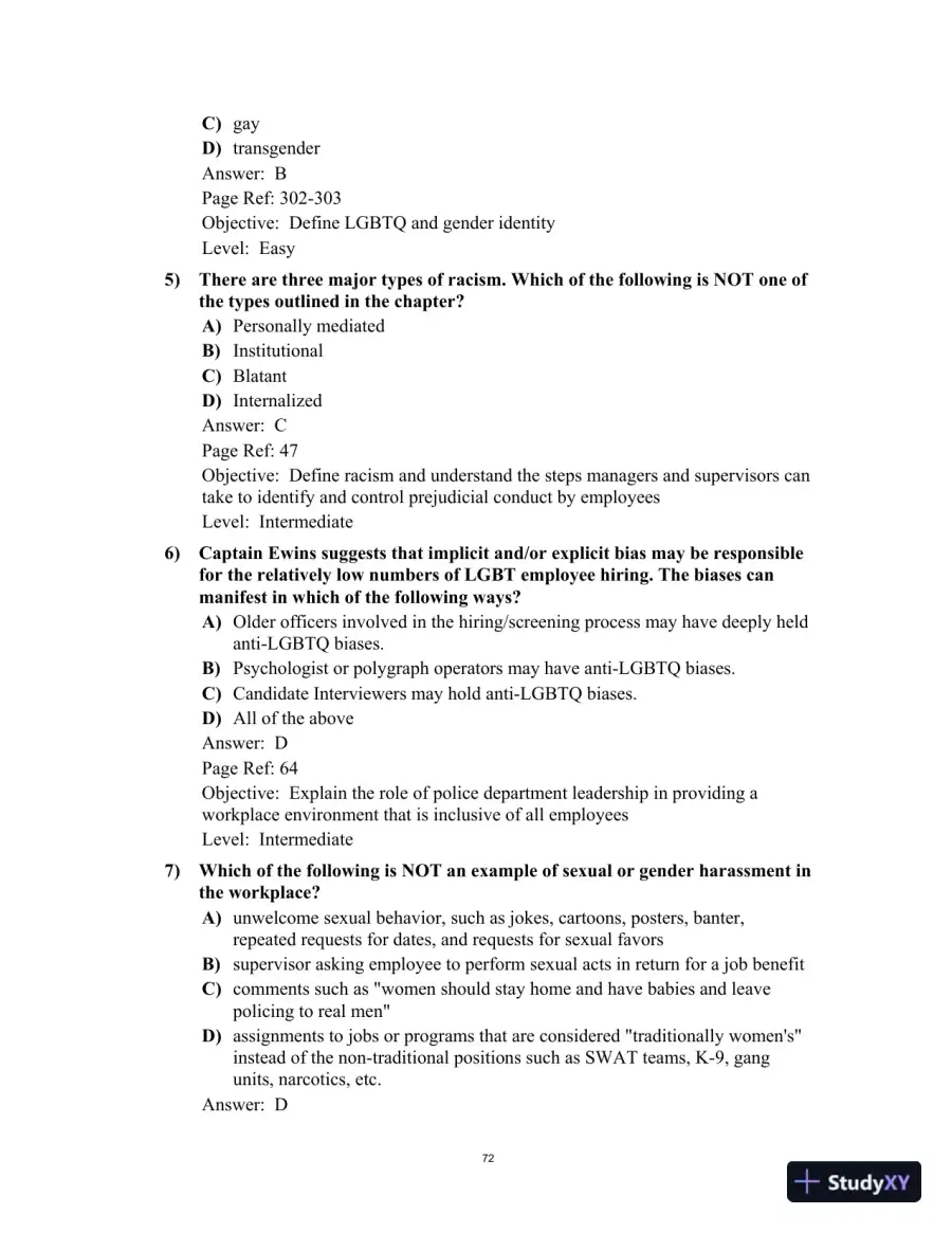 Test Bank for Multicultural Law Enforcement: Strategies for Peacekeeping in a Diverse Society, 7th Edition, page 12