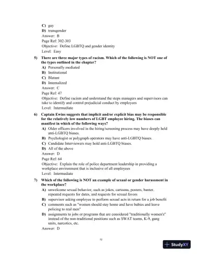 Test Bank for Multicultural Law Enforcement: Strategies for Peacekeeping in a Diverse Society, 7th Edition - Page 12 preview image