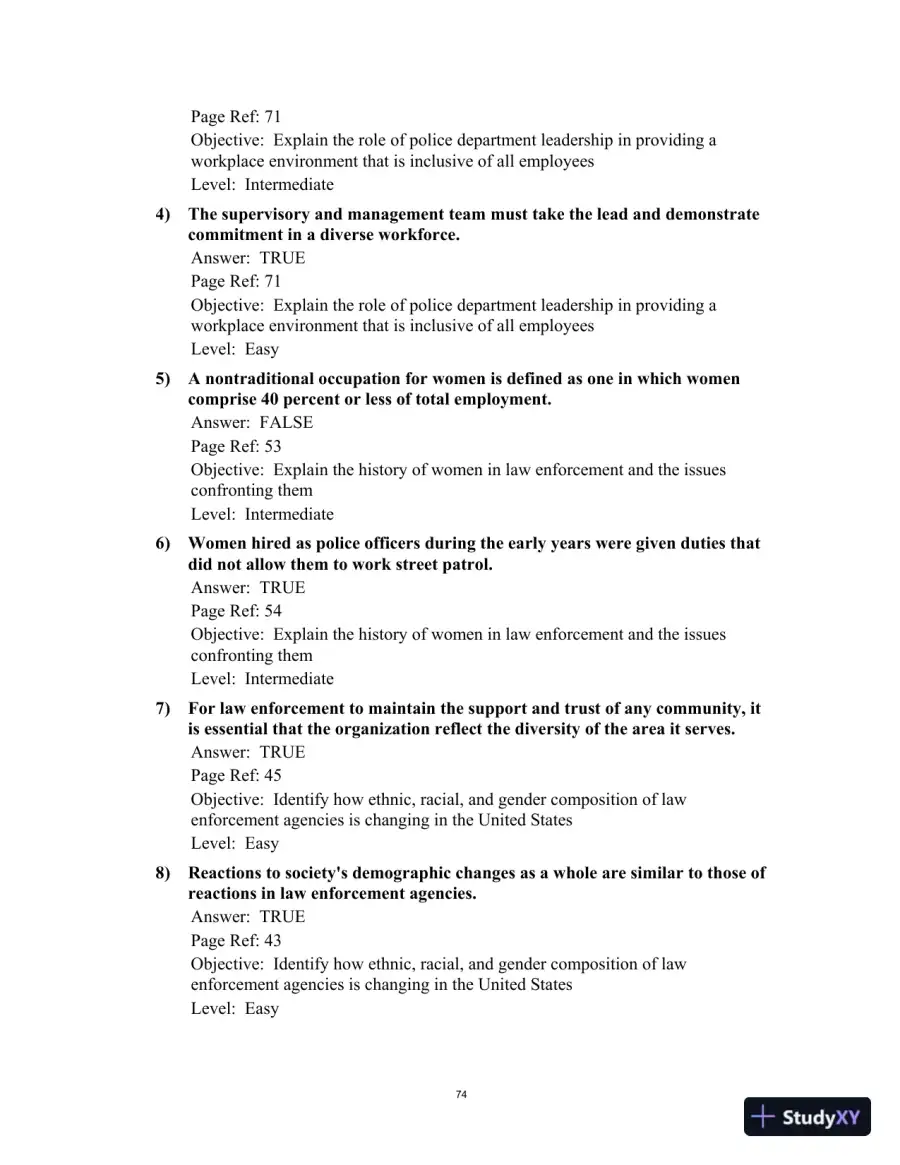 Test Bank for Multicultural Law Enforcement: Strategies for Peacekeeping in a Diverse Society, 7th Edition, page 14