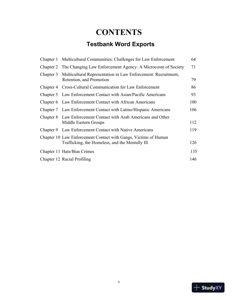 Test Bank for Multicultural Law Enforcement: Strategies for Peacekeeping in a Diverse Society, 7th Edition, page 3