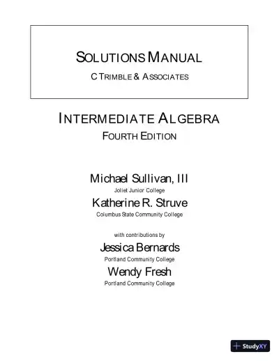 Solution Manual for Intermediate Algebra, 4th Edition - Page 1 preview image