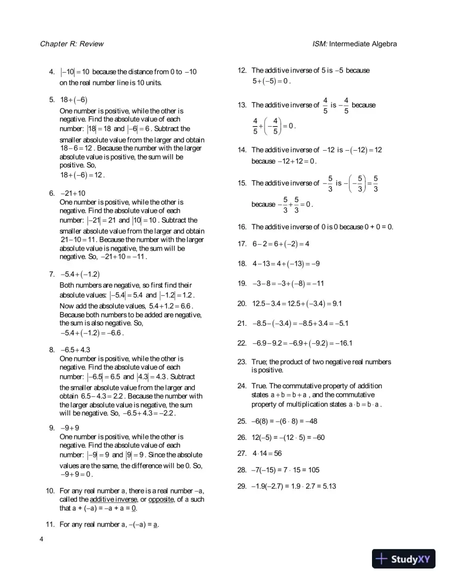 Solution Manual for Intermediate Algebra, 4th Edition, page 8