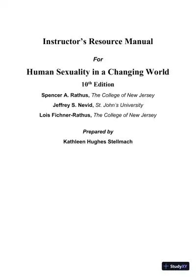 Human Sexuality in a Changing World, 10th Edition Class Notes - Page 1 preview image