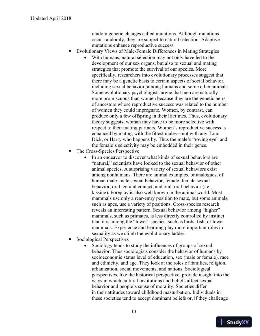 Human Sexuality in a Changing World, 10th Edition Class Notes, page 13