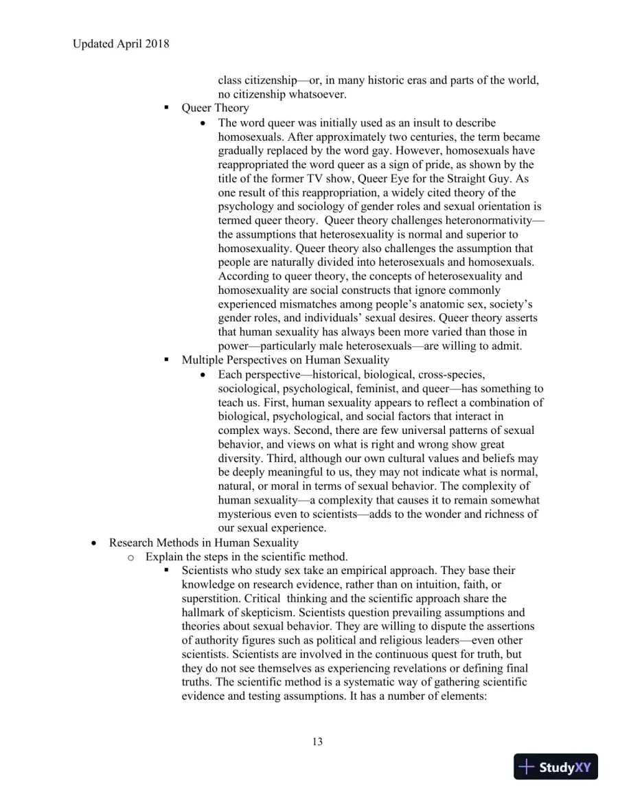Human Sexuality in a Changing World, 10th Edition Class Notes, page 16