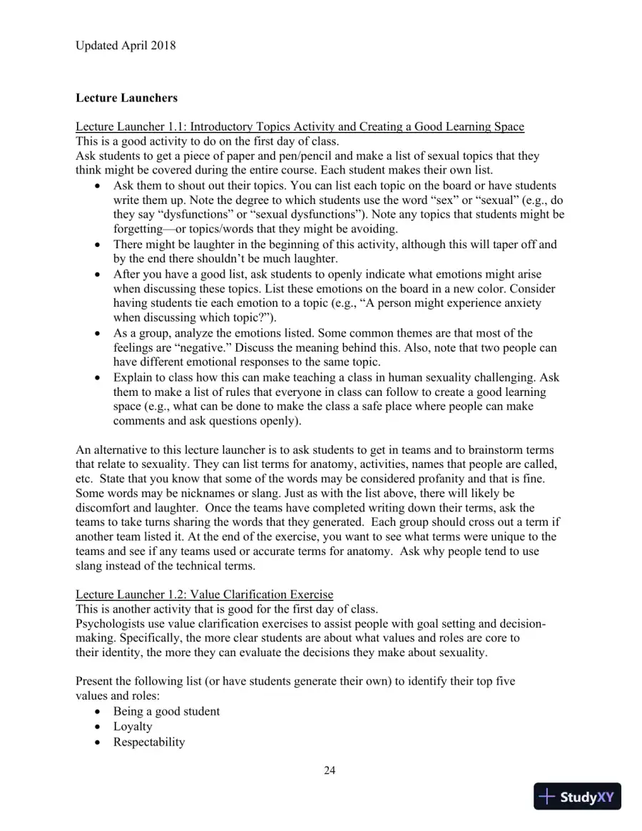 Human Sexuality in a Changing World, 10th Edition Class Notes, page 27
