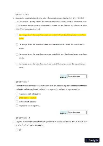 Statistical Analysis and Hypothesis Testing: Regression, ANOVA, and Contingency Tables - Page 6 preview image