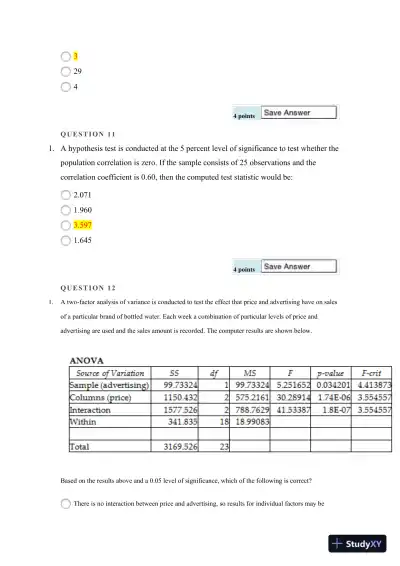 Statistical Analysis and Hypothesis Testing: Regression, ANOVA, and Contingency Tables - Page 7 preview image