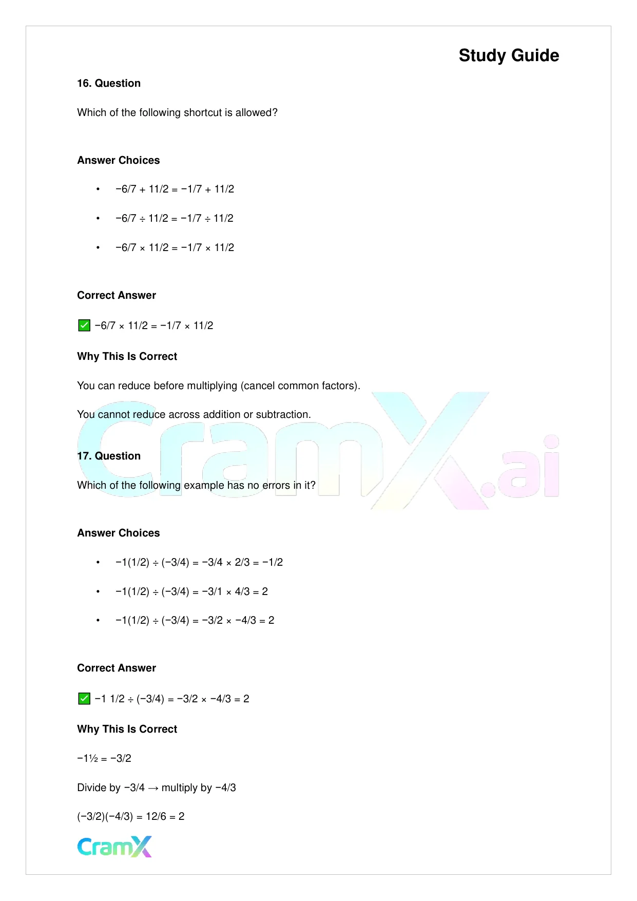 Basic Math and Pre-Algebra - Integers and Rationals - Page 10 preview image