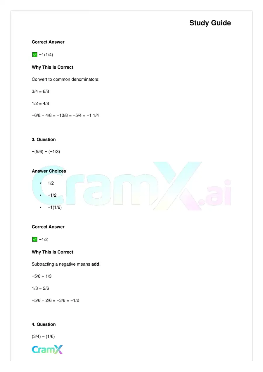 Basic Math and Pre-Algebra - Integers and Rationals, page 2