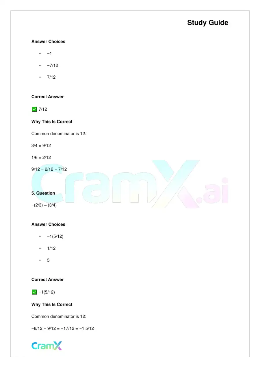 Basic Math and Pre-Algebra - Integers and Rationals, page 3