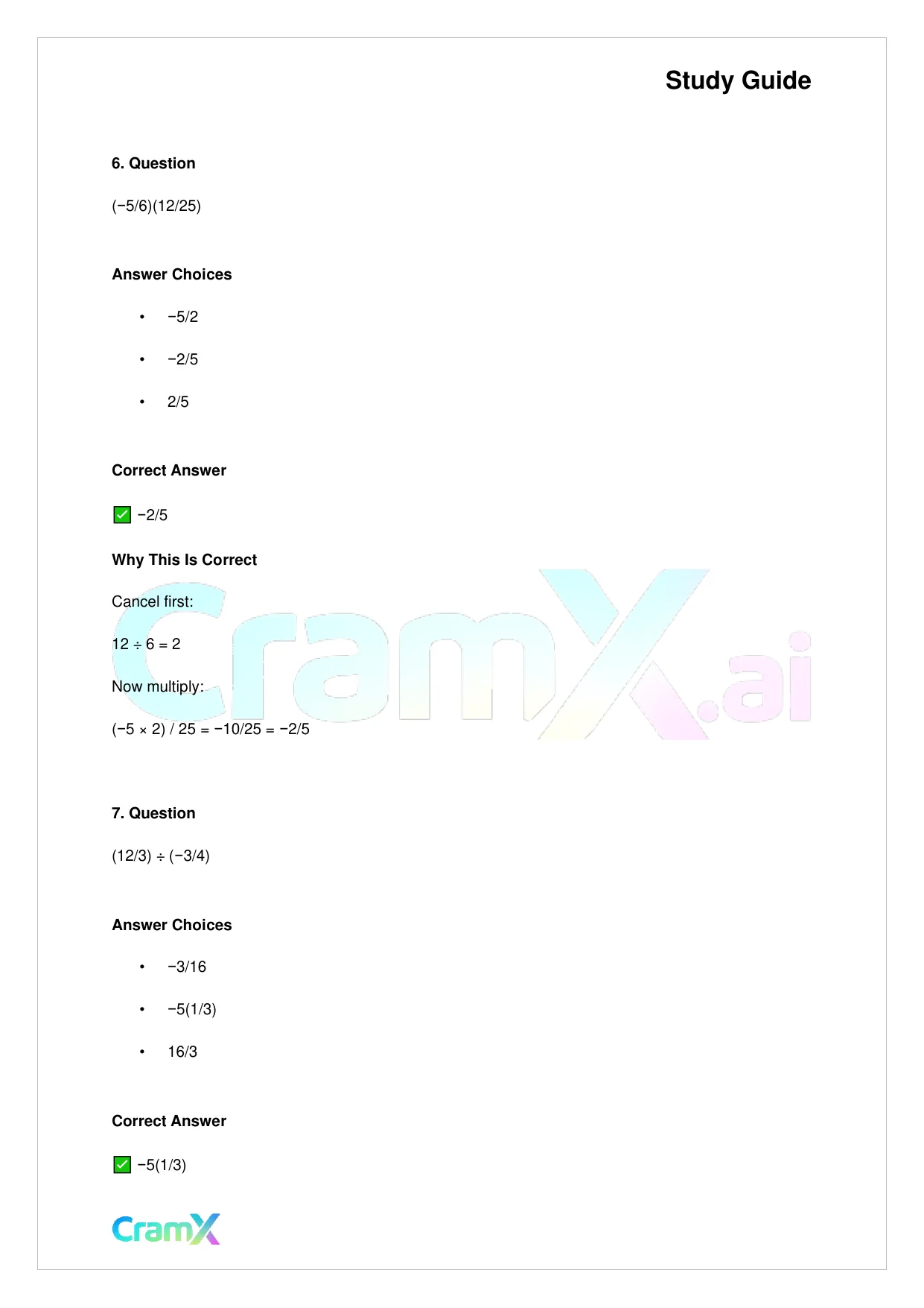Basic Math and Pre-Algebra - Integers and Rationals - Page 4 preview image