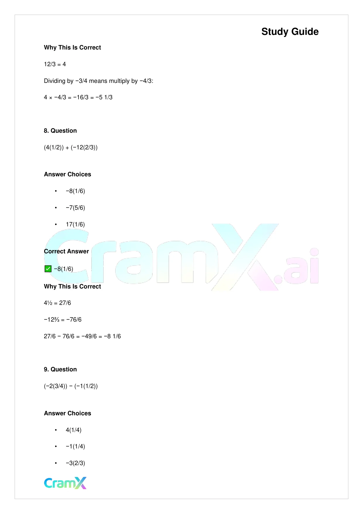 Basic Math and Pre-Algebra - Integers and Rationals - Page 5 preview image