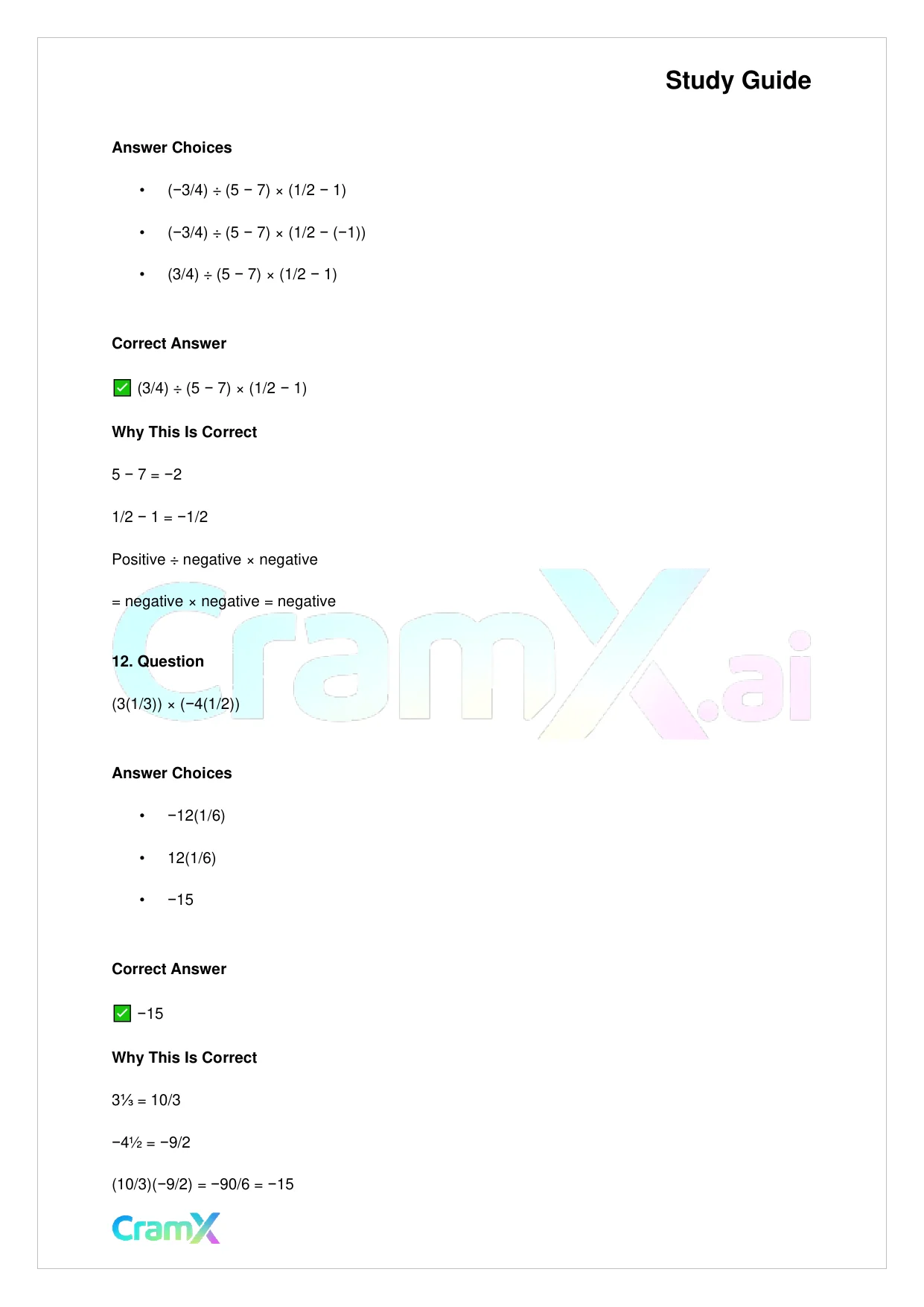 Basic Math and Pre-Algebra - Integers and Rationals - Page 7 preview image