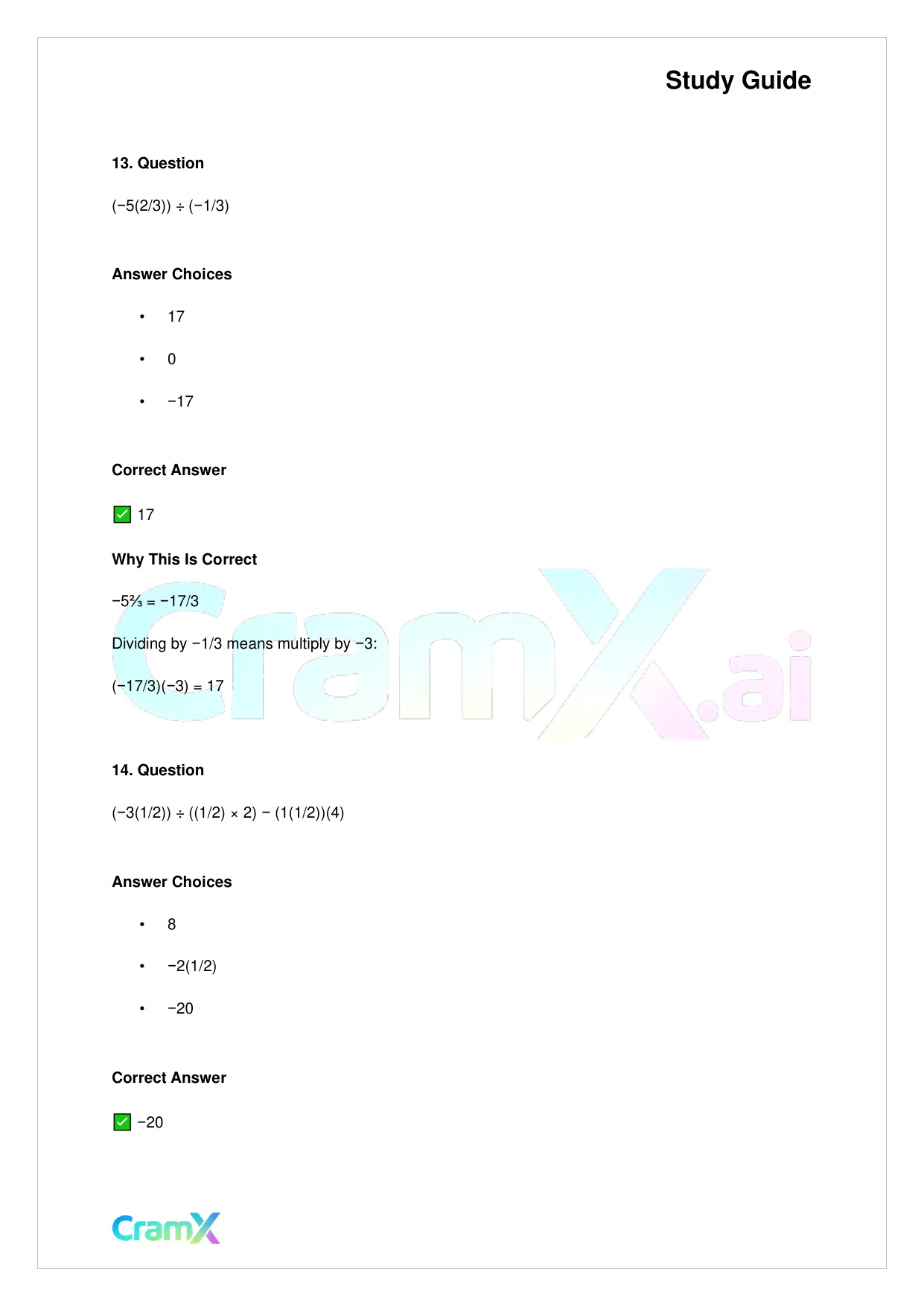 Basic Math and Pre-Algebra - Integers and Rationals - Page 8 preview image