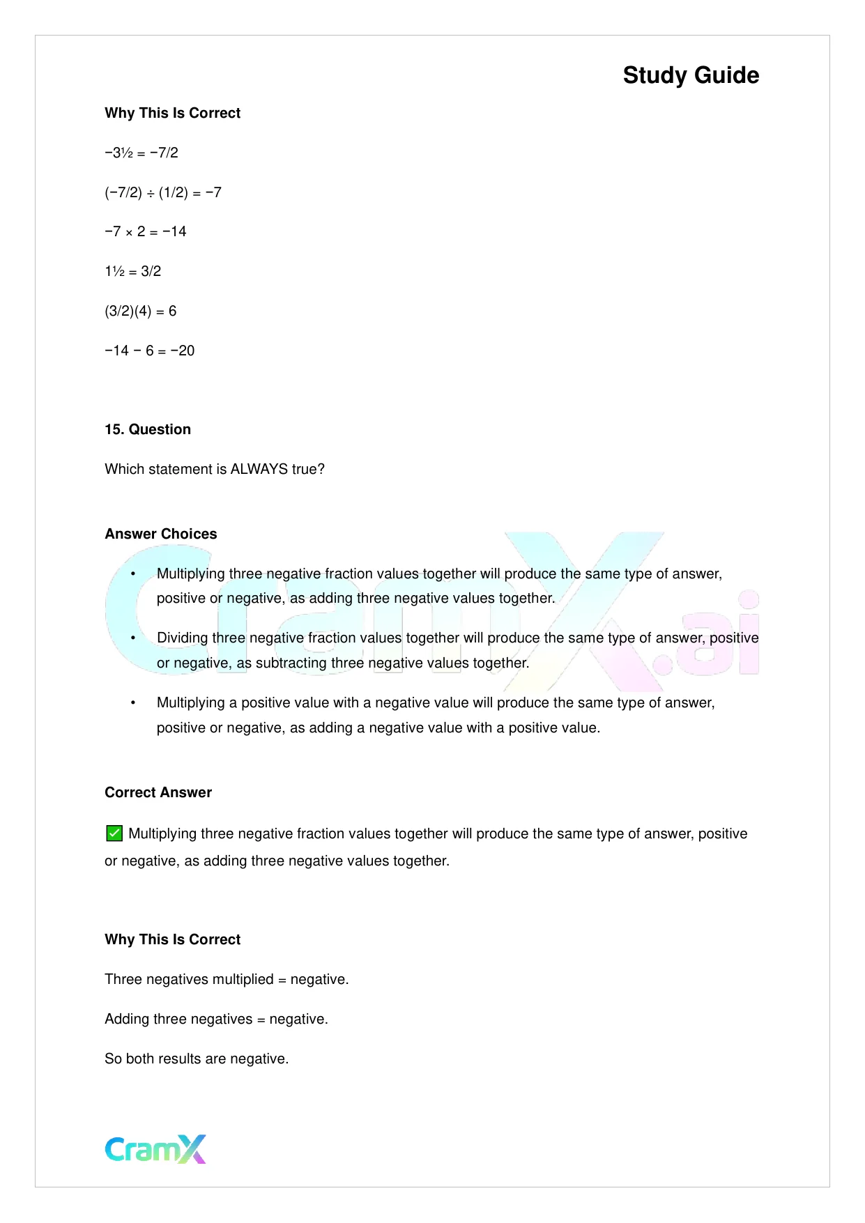 Basic Math and Pre-Algebra - Integers and Rationals - Page 9 preview image