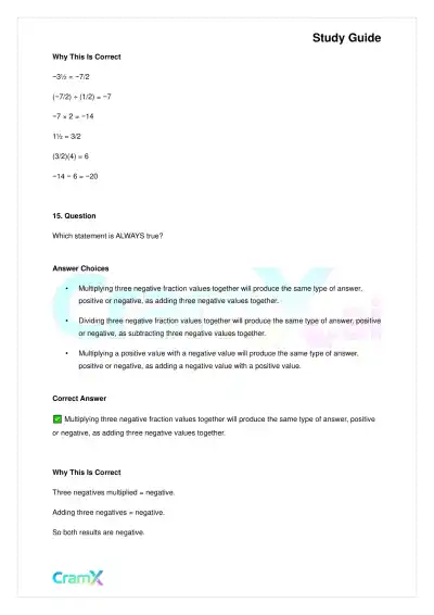 Basic Math and Pre-Algebra - Integers and Rationals - Page 9 preview image