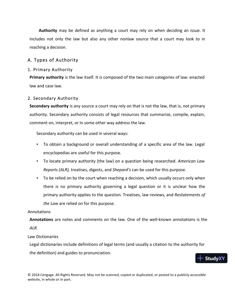 Lecture Notes For Legal Research, Analysis, and Writing, 14th Edition, page 7