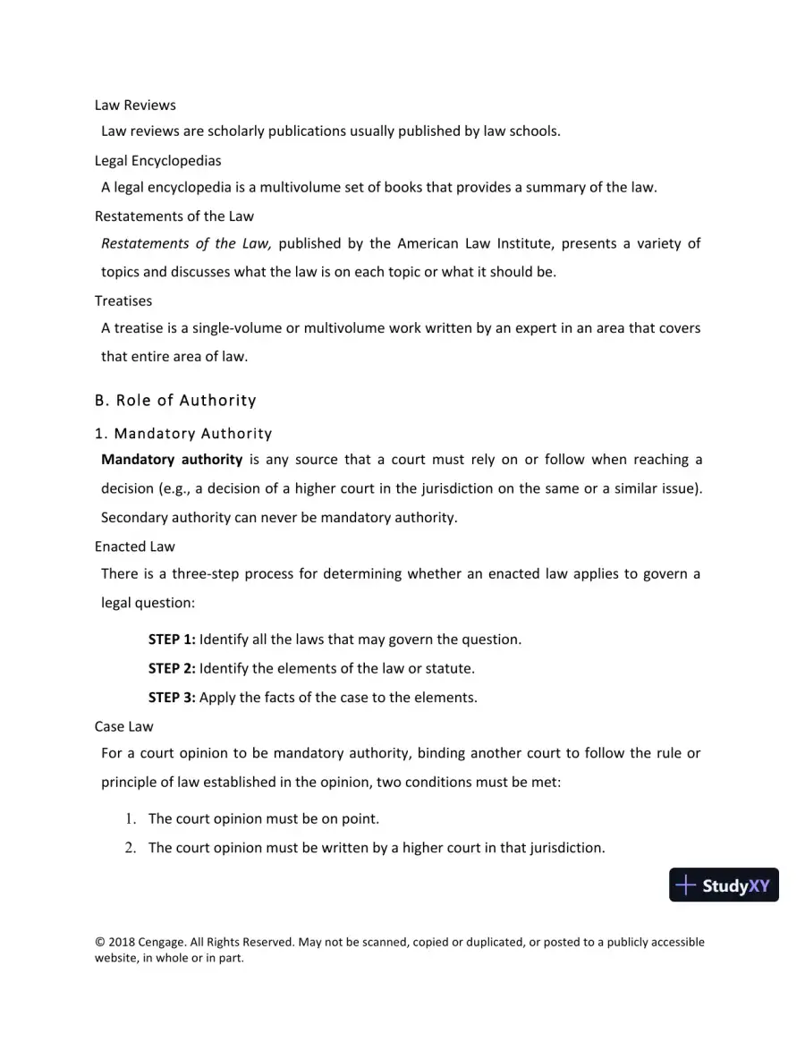 Lecture Notes For Legal Research, Analysis, and Writing, 14th Edition, page 8