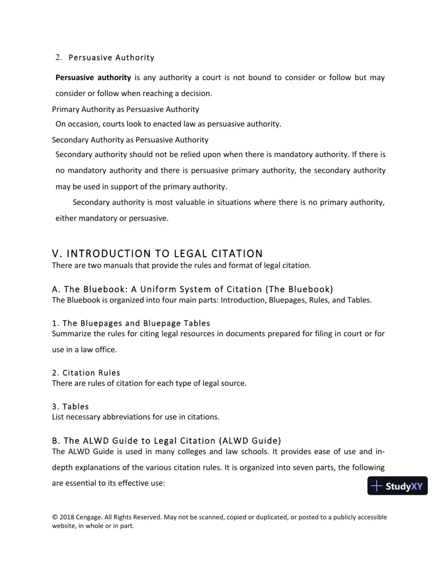 Lecture Notes For Legal Research, Analysis, and Writing, 14th Edition, page 9