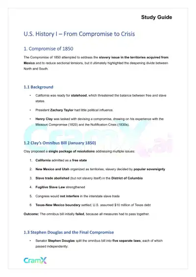 U.S. History I - From Compromise to Crisis - Page 1 preview image
