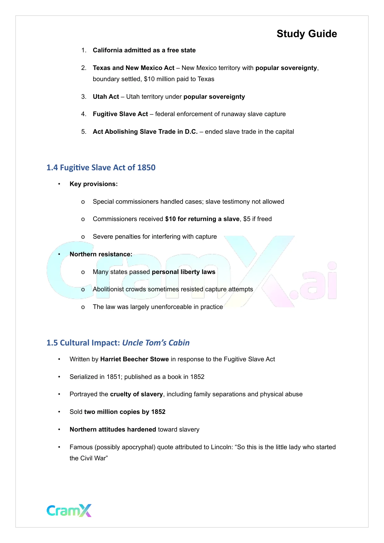 U.S. History I - From Compromise to Crisis - Page 2 preview image