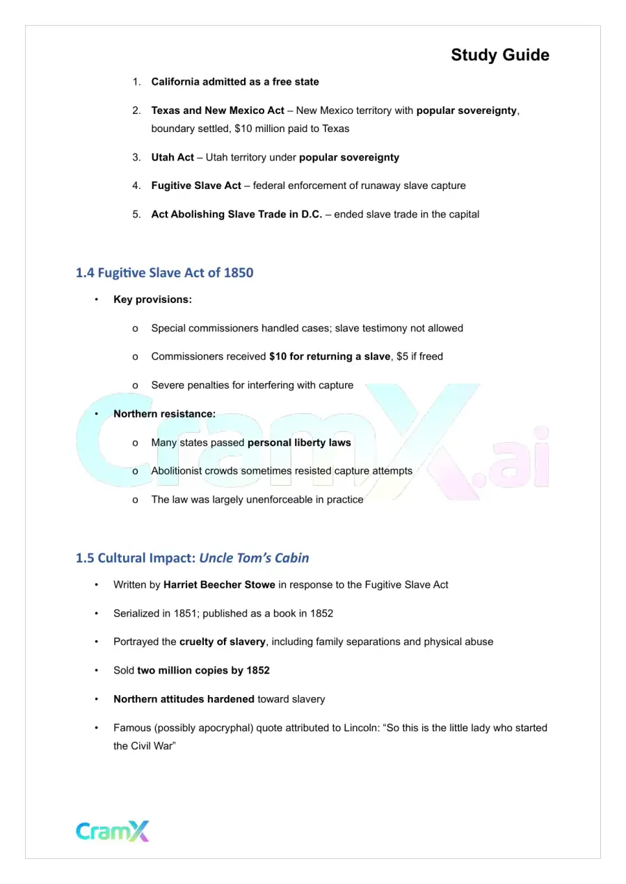 U.S. History I - From Compromise to Crisis, page 2