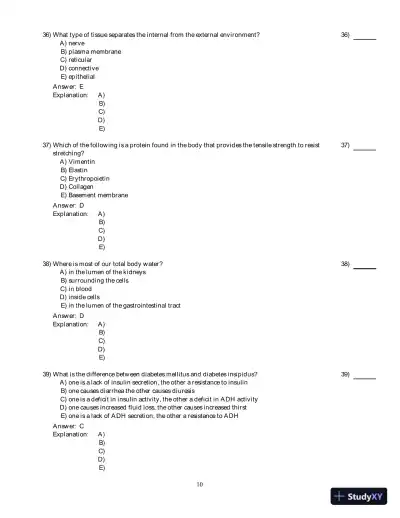 Principles of Human Physiology 4th Edition Test Bank - Page 11 preview image