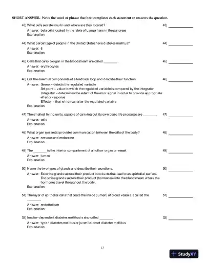 Principles of Human Physiology 4th Edition Test Bank - Page 13 preview image